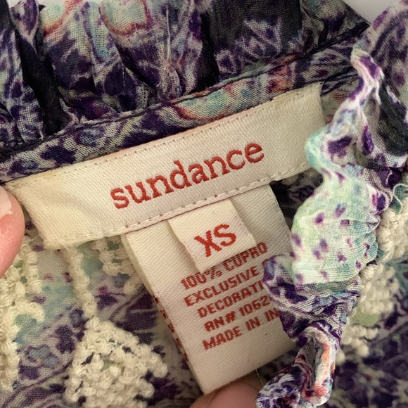 Sundance purple aqua sheer top with cream embroidery and matching cami Size XS - Picture 7 of 9